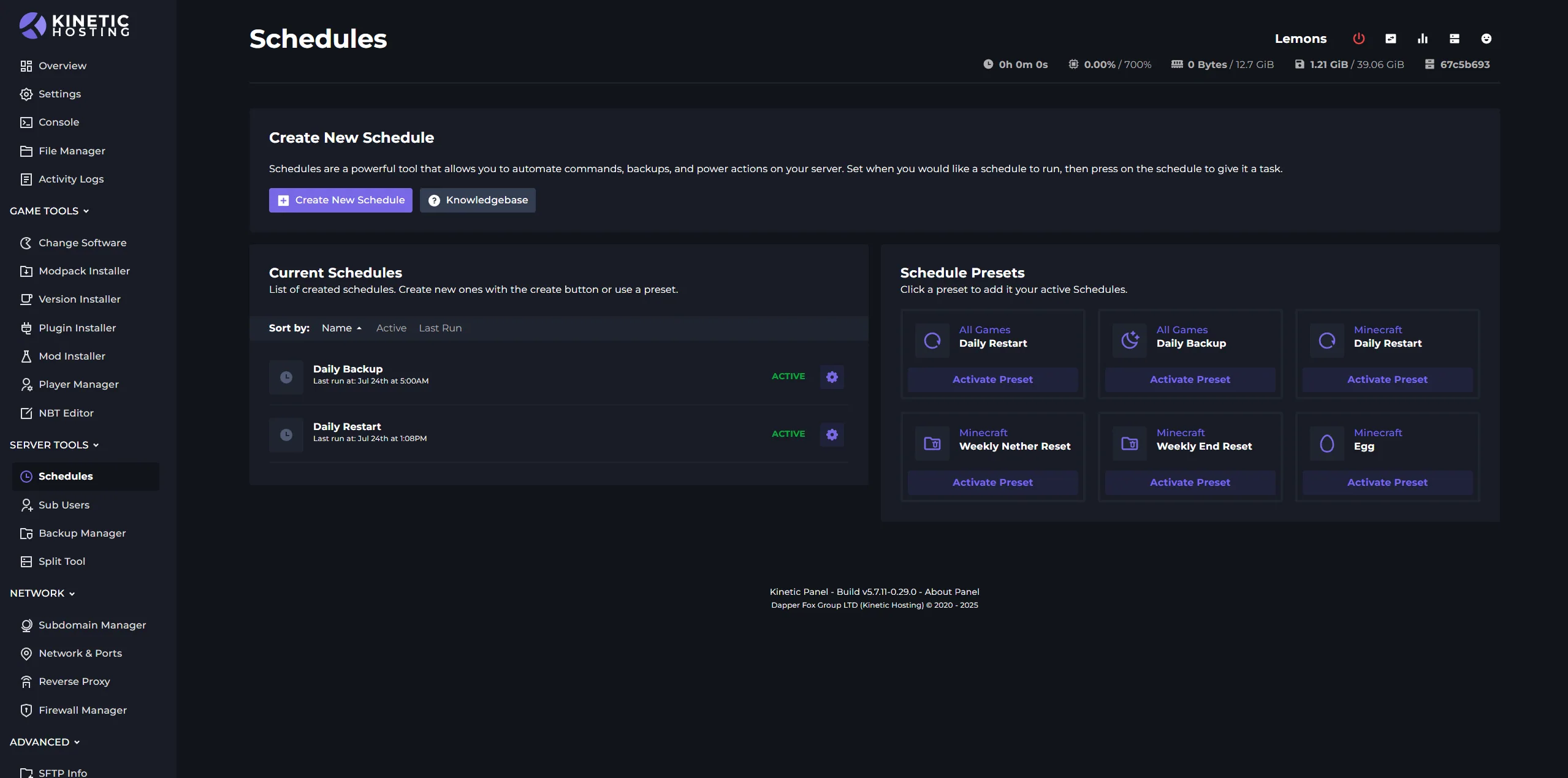Schedules Placeholder